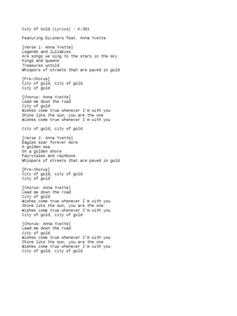 city of gold lyrics|City Of Gold (There's A City) Song Lyrics .